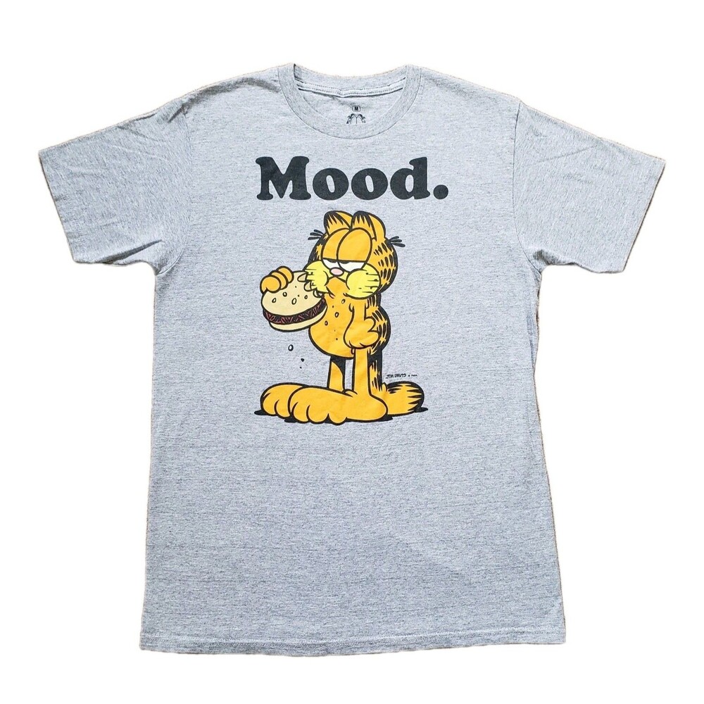 Garfield Ripple Junction Mood. Sz Medium Mens Gray Funny T-Shirt Eating Sandwich